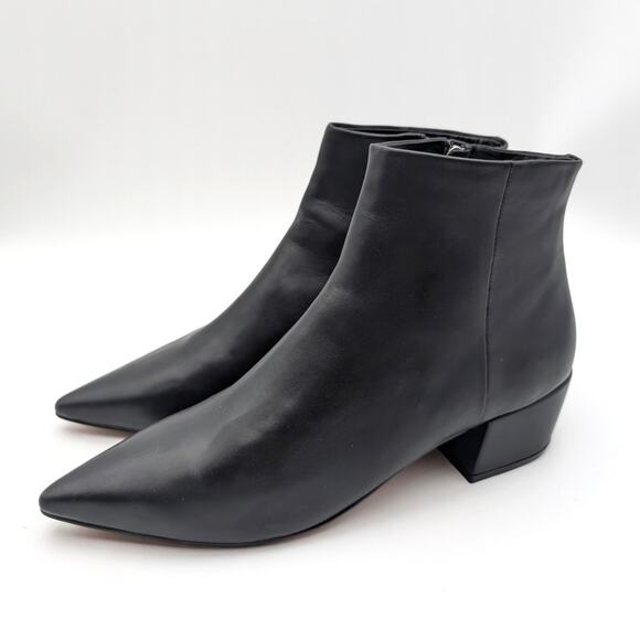 Linea Paolo Wynda Pointed Toe Ankle Bootie Women's Black Leather Size US12M EU43 - Picture 1 of 12